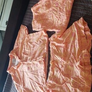Hawaiian 3 piece Joyspun PJ set orange abd coral pink